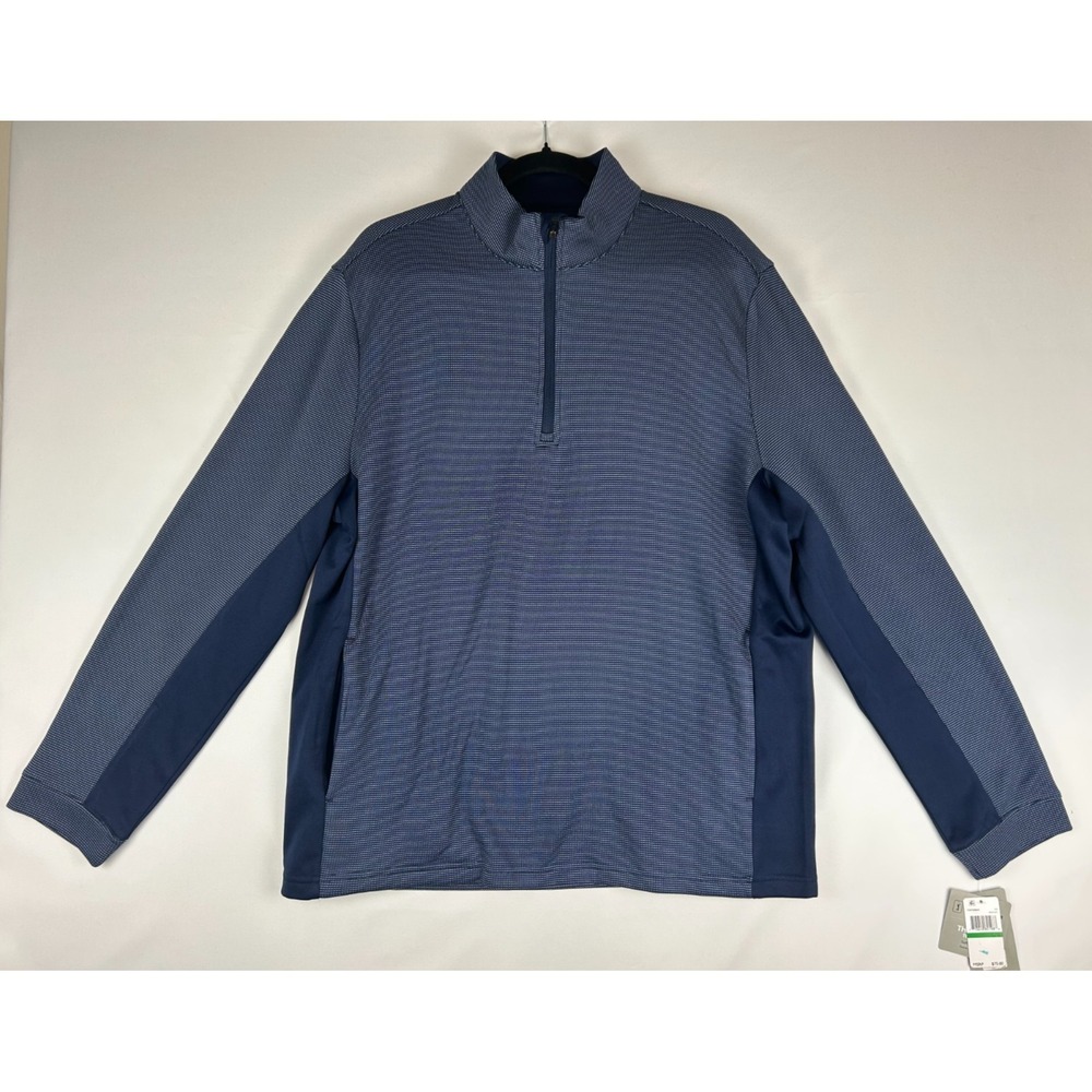 PGA TOUR Men's Two-Tone Space-Dyed Quarter-Zip Golf Pullover Heather Blue L